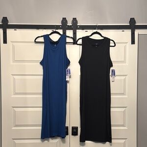 H&M Blue and Black Sleeveless Sheath Maxi Dress